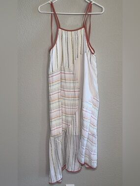 Akemi + Kin Deana White Tiered Striped Maxi Dress